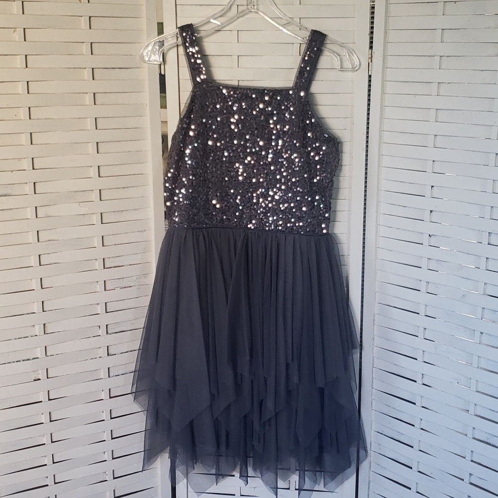 Cat and Jack new grey sequin chest with tutu skirt girls dress size XL 14/16